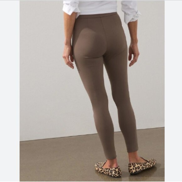 NWT Chico's Tan Faux-Leather Front Ponte Leggings Size L/12 - Picture 3 of 15